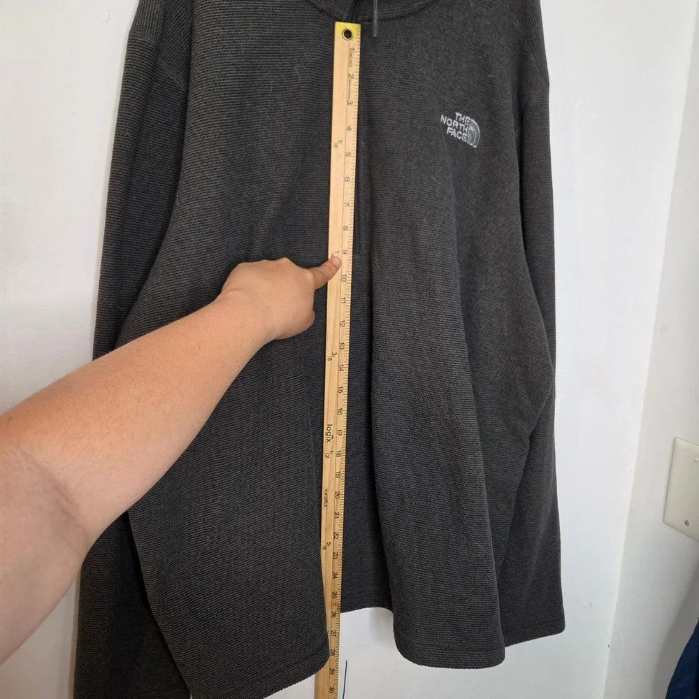 The North Face Mens XXL Charcoal Gray Textured Fleece Quarter Zip Pullover Jacke